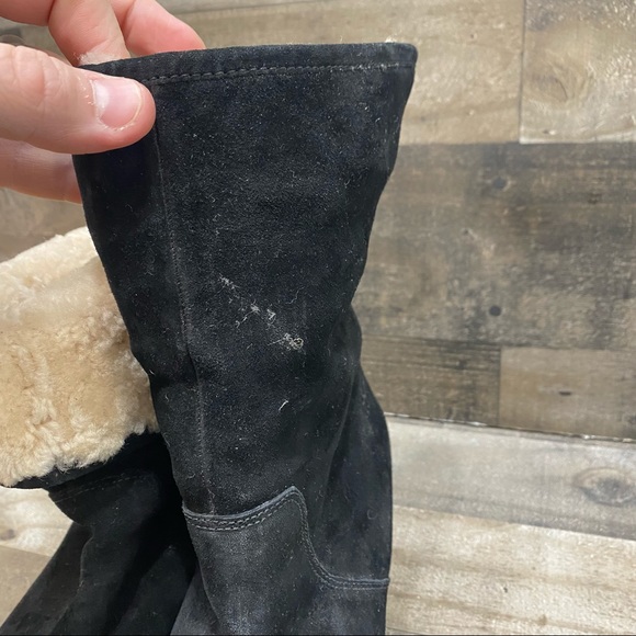 Ugg Australia 1955 Women’s Black Suede Shearling Boots Size 10 - Picture 9 of 9